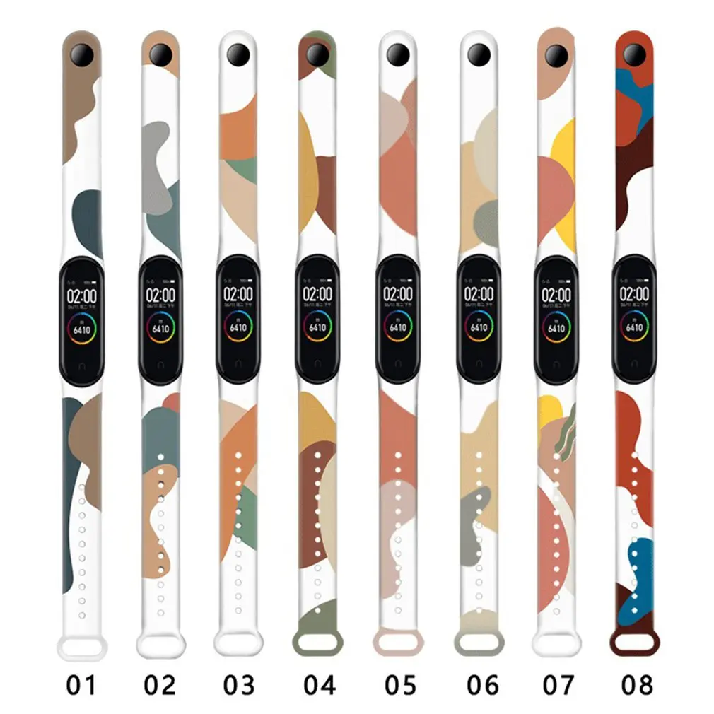 For Mi Band 6 5 4 3 Strap Printing Silicone Pattern Xiaomiband Replacement Watchband Bracelet Smart Sports Fitness Wrist | Электроника