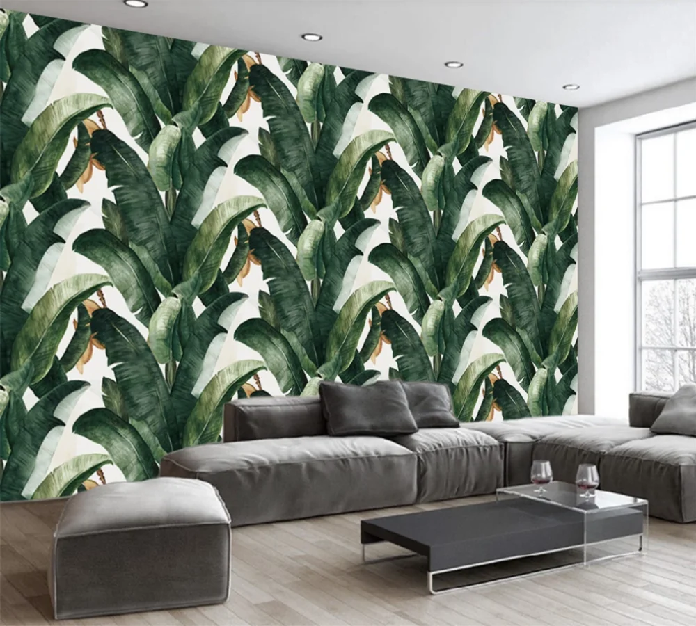 Custom 3D wallpaper mural European retro hand-painted rainforest plant banana leaf living room background wall
Custom 3D wallpaper mural European retro hand-painted rainforest plant banana leaf living room background wall
