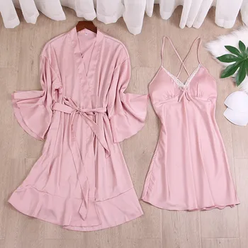 2PCS Robe Gown Sets Women's Sleepwear Women Sexy Lace Bathrobe + Mini Night Dress Bathrobe Nightie Set Summer Lingerie
2PCS Robe Gown Sets Women's Sleepwear Women Sexy Lace Bathrobe + Mini Night Dress Bathrobe Nightie Set Summer Lingerie