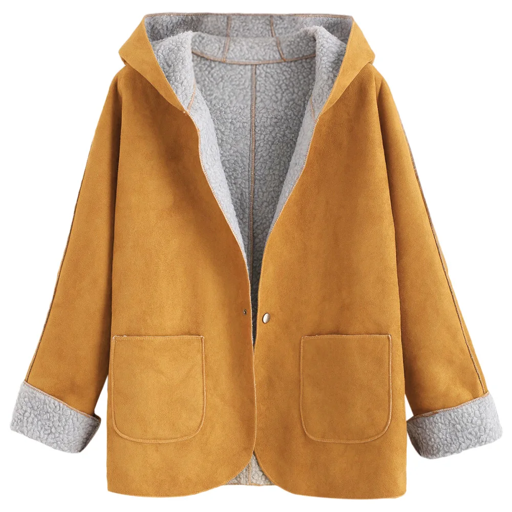 ZAFUL New Female Jacket Casual Faux Leather Snap Button Pockets Hooded Sheepskin Elegant Long Coat Women Winter Jackets Overcoat
ZAFUL New Female Jacket Casual Faux Leather Snap Button Pockets Hooded Sheepskin Elegant Long Coat Women Winter Jackets Overcoat