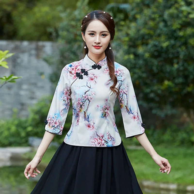 SHENG COCO S-4XL Plus Size Chinese Qipao Tops Female Blue Printing Flowers Chinese Shirt Autumn Cheongsam Blouse Hanfu Clothing
SHENG COCO S-4XL Plus Size Chinese Qipao Tops Female Blue Printing Flowers Chinese Shirt Autumn Cheongsam Blouse Hanfu Clothing