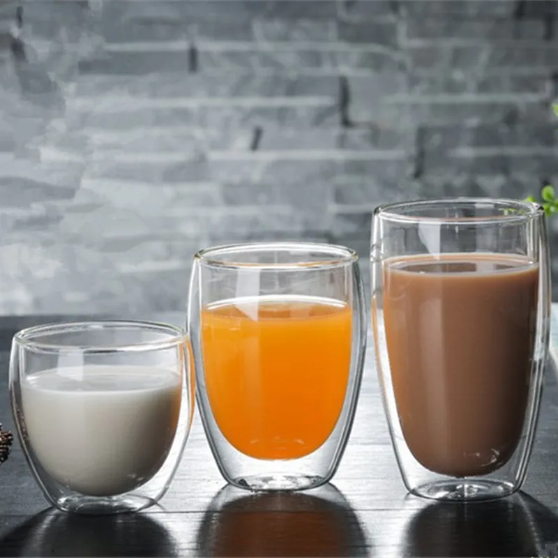 80/250/350/450ml Heat-resistant Double Wall Glass Cup Beer Coffee Cups Handmade Healthy Drink Mug Tea Mugs Transparent Drinkware | Дом и сад
