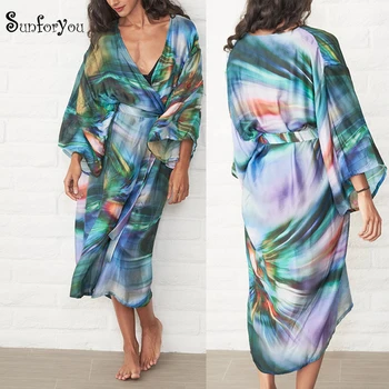 Print Women Beach dress Plus size Bathing suit Cover ups Robe de Plage Beachwear Sarong Saida de Praia Kimono Beach Swimwear
Print Women Beach dress Plus size Bathing suit Cover ups Robe de Plage Beachwear Sarong Saida de Praia Kimono Beach Swimwear