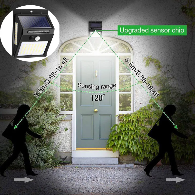 100 LED Solar Power Light Waterproof Outdoor Wireless Motion Sensor Wall Lamp for installation on walls, courtyards, yards
100 LED Solar Power Light Waterproof Outdoor Wireless Motion Sensor Wall Lamp for installation on walls, courtyards, yards