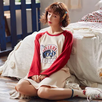2020 New Cotton Nightgowns Women Long Sleeves Shirts Sleep Dress Korean Style Cartoon Sweet Casual Home Clothes Pijama Mujer
2020 New Cotton Nightgowns Women Long Sleeves Shirts Sleep Dress Korean Style Cartoon Sweet Casual Home Clothes Pijama Mujer