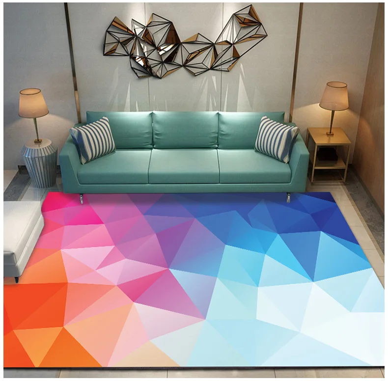 

Color geometry carpet Square Anti-Skid Area Floor Mat 3D Rug Non-slip Mat Dining Room Living Room Soft Bedroom Carpet style-03