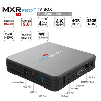 

MXR PRO PLUS Android 9.0 4GB RAM 32GB ROM Smart 4K TV Box RK3318 Quad Core Digital Display 2.4G/5G Wifi BT4.0 USB3.0 H.265 HDR10