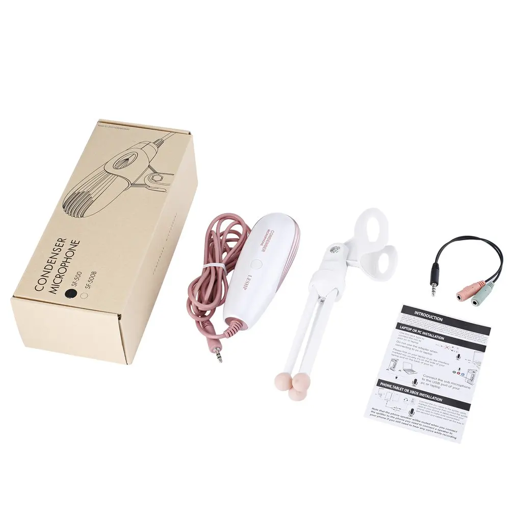 3.5mm Condenser Microphone Adjustable Streamline Studio Recording with Headphone Splitter for Video Chatting Singing
3.5mm Condenser Microphone Adjustable Streamline Studio Recording with Headphone Splitter for Video Chatting Singing