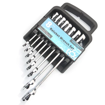 8-19mm 8 Pieces Ratchet Wrench Spanners Set of Tools 72 Teeth Fixed Head Mirror Polish Multitool with Plastic Rack
8-19mm 8 Pieces Ratchet Wrench Spanners Set of Tools 72 Teeth Fixed Head Mirror Polish Multitool with Plastic Rack
