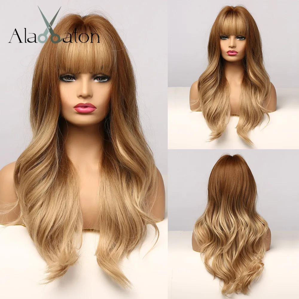 ALAN EATON Long Wavy Synthetic Wig For Women Afro Cosplay Party Natural Ombre Golden Honey Fake Hair with Bangs Heat Resistant
ALAN EATON Long Wavy Synthetic Wig For Women Afro Cosplay Party Natural Ombre Golden Honey Fake Hair with Bangs Heat Resistant