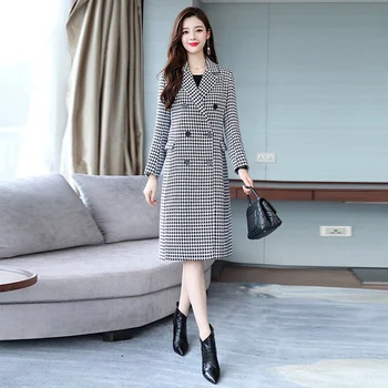 Fashion Autumn Women's Office style Double Breasted Winter Casual Female V-Neck Grid printed Coat Abrigos Woolen Coat CY 
Fashion Autumn Women's Office style Double Breasted Winter Casual Female V-Neck Grid printed Coat Abrigos Woolen Coat CY