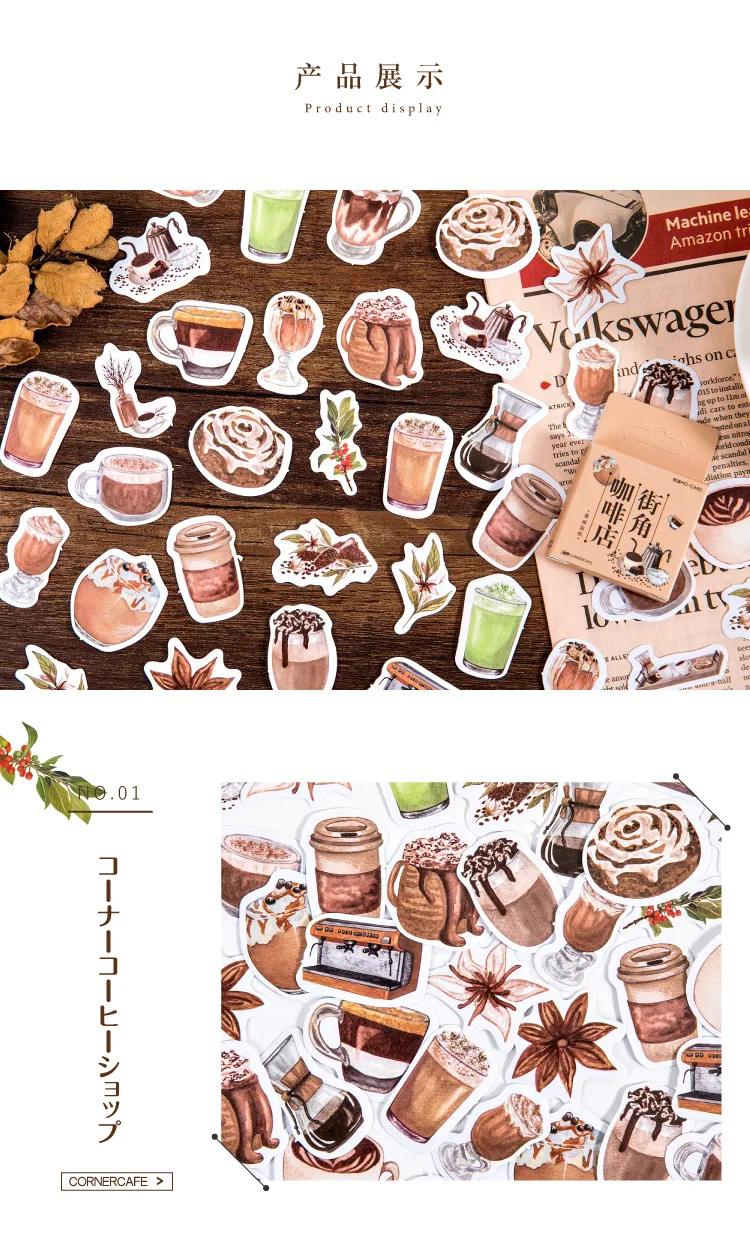 Zestaw 46 sztuk Kawaii Washi - papierowe naklejki DIY Craft do albumu Scrapbooking - Wianko - 2