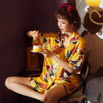 Cartoon Pajamas Suit Intimate Lingerie Women Nightwear Sleep Set Print Pyjamas Home Clothing Summer New Nightgown Sleepwear
Cartoon Pajamas Suit Intimate Lingerie Women Nightwear Sleep Set Print Pyjamas Home Clothing Summer New Nightgown Sleepwear