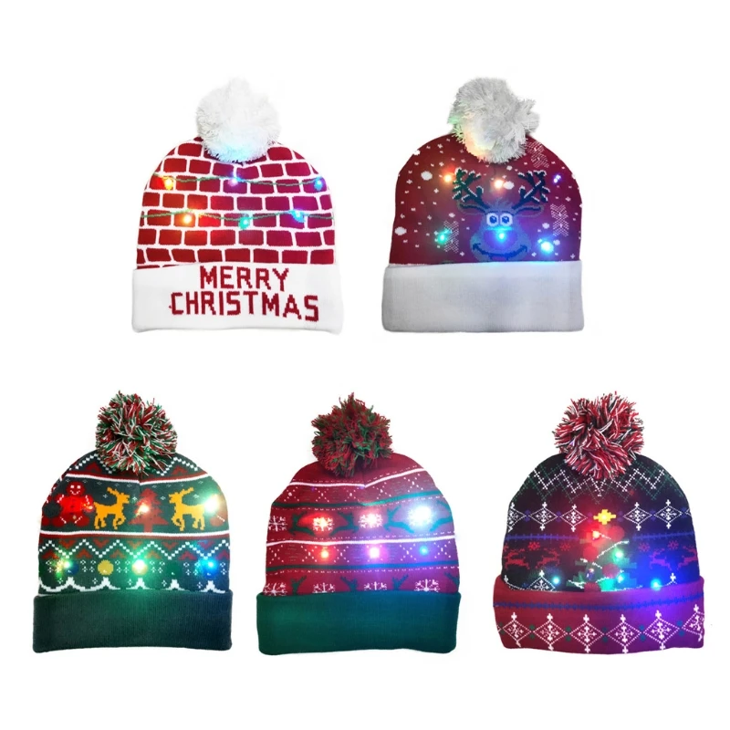 LED Light Up Knitted Christmas Beanie Hat Reindeer Tree Brick Jacquard Xmas Holiday Ugly Sweater Flashing Skull Cap
LED Light Up Knitted Christmas Beanie Hat Reindeer Tree Brick Jacquard Xmas Holiday Ugly Sweater Flashing Skull Cap