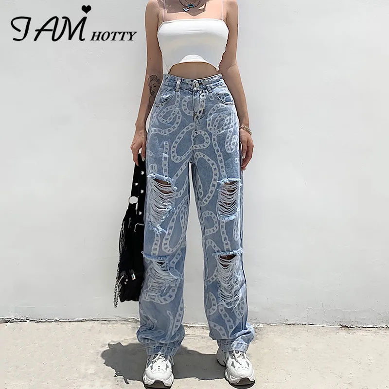 Hole Ripped Straight Jeans Women Baggy Wide Leg Printed High Waist Stretch Denim Female Hip Hop Plus Size Streetwear Iamhotty
Hole Ripped Straight Jeans Women Baggy Wide Leg Printed High Waist Stretch Denim Female Hip Hop Plus Size Streetwear Iamhotty