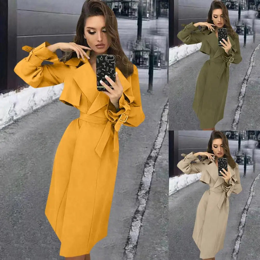 2019 Trench Women Casual Autumn Winter Long Sleeve Solid Lapel Sashes Pocket Plus Size Long Coat Windbreaker
2019 Trench Women Casual Autumn Winter Long Sleeve Solid Lapel Sashes Pocket Plus Size Long Coat Windbreaker