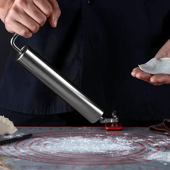 One-Handed Rolling Pin Dumpling Skin Maker Stainless Steel Rolling Artifact Labor-Saving Dough Roller Home Pastry Baking Tool 
One-Handed Rolling Pin Dumpling Skin Maker Stainless Steel Rolling Artifact Labor-Saving Dough Roller Home Pastry Baking Tool