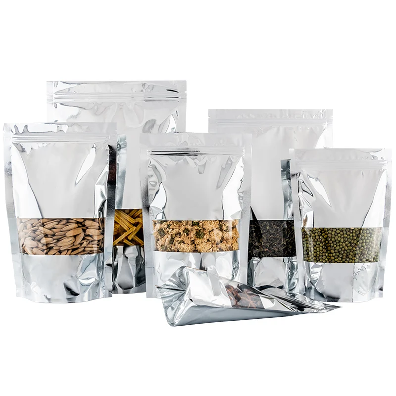 Resealable 100pcs Glossy Silver Aluminum Foil Window Zip Lock Bag Stand up Visiable Snack Biscuits Spice Heat Sealing Pouches
Resealable 100pcs Glossy Silver Aluminum Foil Window Zip Lock Bag Stand up Visiable Snack Biscuits Spice Heat Sealing Pouches