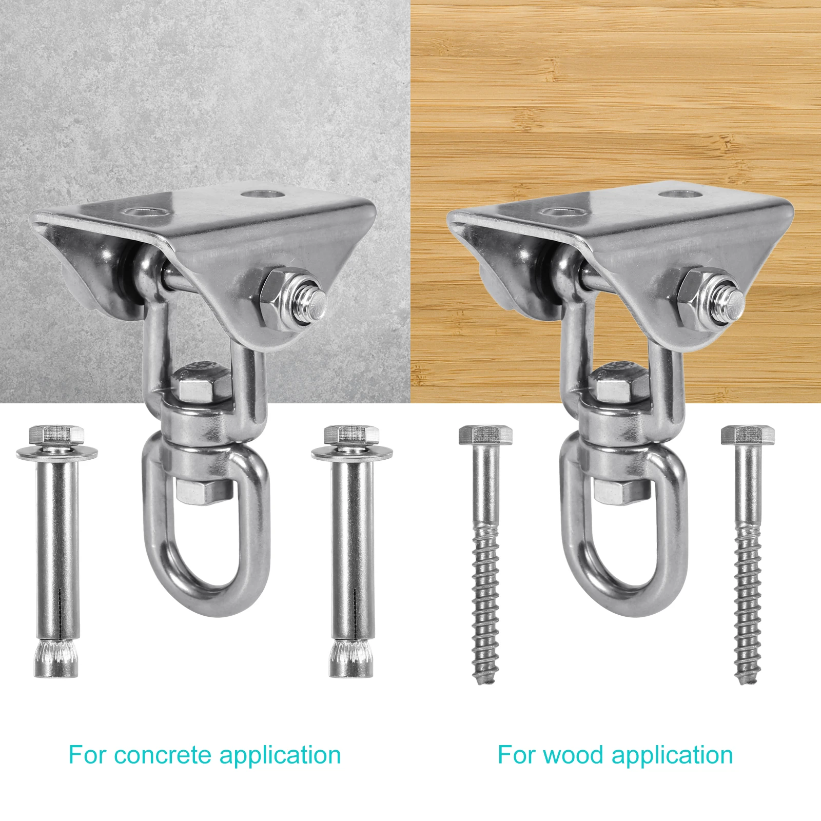 2 PCS Heavy Duty Swing Hangers Set 360 Degree Swivel Swing Hangers Antirust Stainless Steel Swing Hook for Concrete Wooden Swing
2 PCS Heavy Duty Swing Hangers Set 360 Degree Swivel Swing Hangers Antirust Stainless Steel Swing Hook for Concrete Wooden Swing