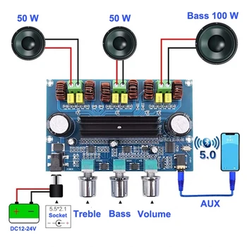 2x50W+100W Bluetooth 5.0 Dual TPA3116D2 Power Subwoofer 2.1 Channel Amplifier H05A 
2x50W+100W Bluetooth 5.0 Dual TPA3116D2 Power Subwoofer 2.1 Channel Amplifier H05A