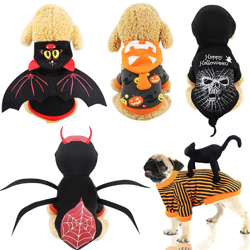 

Halloween Pet Clothes Dog Costumes Bat Wings Vampire Black Cute Spider Fancy Pumpkin Dress Up Halloween Pet Cat Costume 30