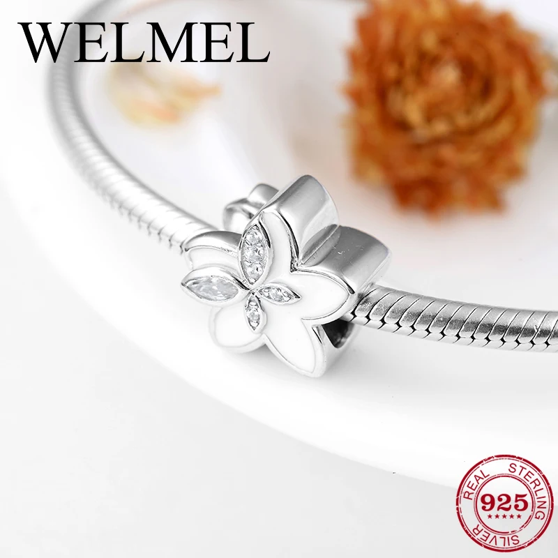 New 925 Sterling Silver White Enamel Five petal flower Crystal CZ Beads Fit Original charms Pandora Bracelet Bangles Jewelry
New 925 Sterling Silver White Enamel Five petal flower Crystal CZ Beads Fit Original charms Pandora Bracelet Bangles Jewelry