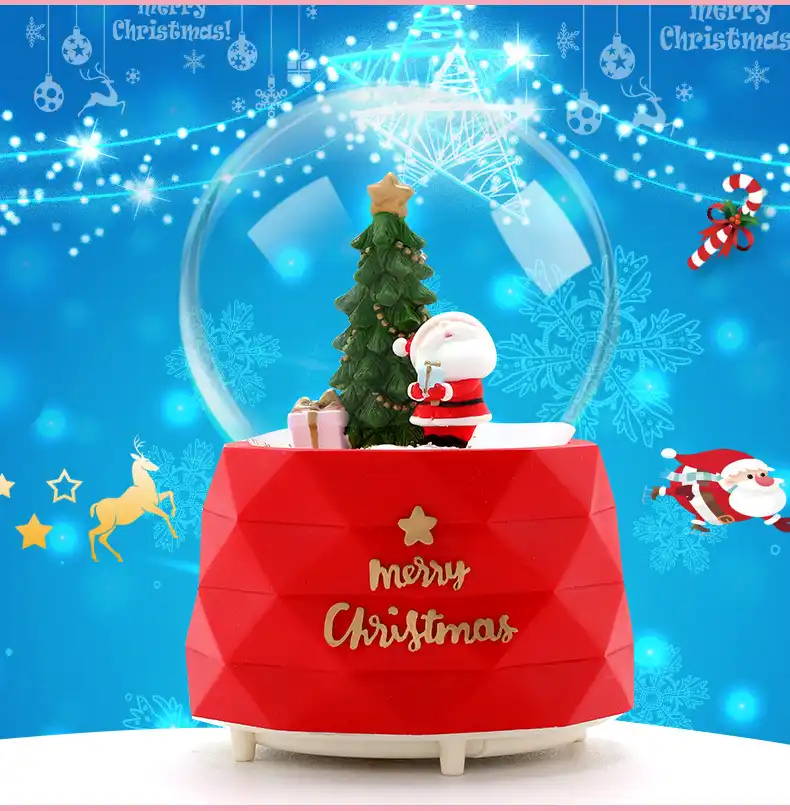 merry christmas snow globes rotating music box santa claus