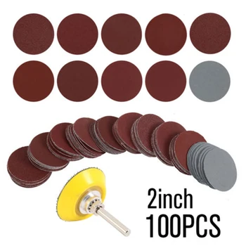 100x Mixed Sander Sanding Discs 80-3000Grit Pad Hook Loop Sandpaper&1x Shank Set