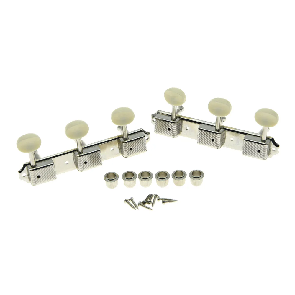 Nickel w/ Ivory Vintage 3 on a Plate 3x3 Guitar Tuning Keys Tuners for LP SG JR Guitar Tuning Peg
Nickel w/ Ivory Vintage 3 on a Plate 3x3 Guitar Tuning Keys Tuners for LP SG JR Guitar Tuning Peg