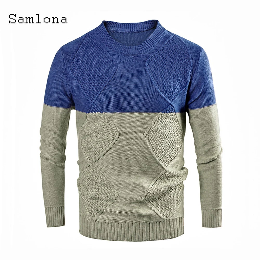 Samlona 2020 Sweater Pullovers Mens Autumn New Leisure Patchwork Color Slim Sweaters Male Winter Warm Clothes Knitted Streetwear
Samlona 2020 Sweater Pullovers Mens Autumn New Leisure Patchwork Color Slim Sweaters Male Winter Warm Clothes Knitted Streetwear