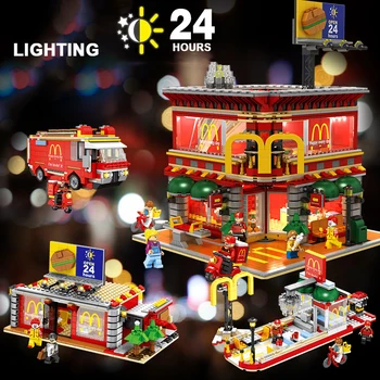SEMBO MOC City Street View 4 In 1 LED Fast Food Restaurant Architecture House Car Truck large Model Building Blocks Toys For Kid
SEMBO MOC City Street View 4 In 1 LED Fast Food Restaurant Architecture House Car Truck large Model Building Blocks Toys For Kid