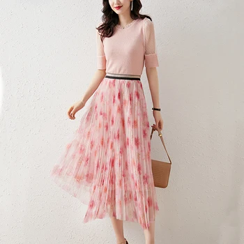 Prairie Chic Summer Lady 2 Pieces Set Elegant Fashion Knitted Slim Tops+Asymmetrical Print Mesh Long Skirt Women Two-piece Sets
Prairie Chic Summer Lady 2 Pieces Set Elegant Fashion Knitted Slim Tops+Asymmetrical Print Mesh Long Skirt Women Two-piece Sets