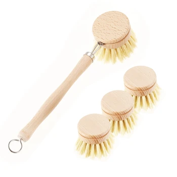 Wear Resistant Kitchen Dish Brush Retro Wooden Pot Brush with Long Handle - Pot Cleaning Brush with Replaceable Head 
Wear Resistant Kitchen Dish Brush Retro Wooden Pot Brush with Long Handle - Pot Cleaning Brush with Replaceable Head