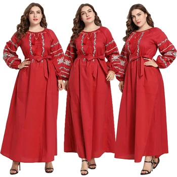 Fashion Muslim Women Embroidery Long Sleeve Maxi Dress Abaya Dubai Kaftan Loose Arab Robe Casual Cocktail Gown Party Plus Size 
Fashion Muslim Women Embroidery Long Sleeve Maxi Dress Abaya Dubai Kaftan Loose Arab Robe Casual Cocktail Gown Party Plus Size