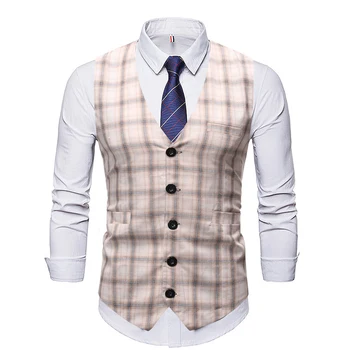 Men's Plaid Formal Blazer vests Casual Single Breasted V-neck Fashion M-3XL Male England Style Casual Vests
Men's Plaid Formal Blazer vests Casual Single Breasted V-neck Fashion M-3XL Male England Style Casual Vests