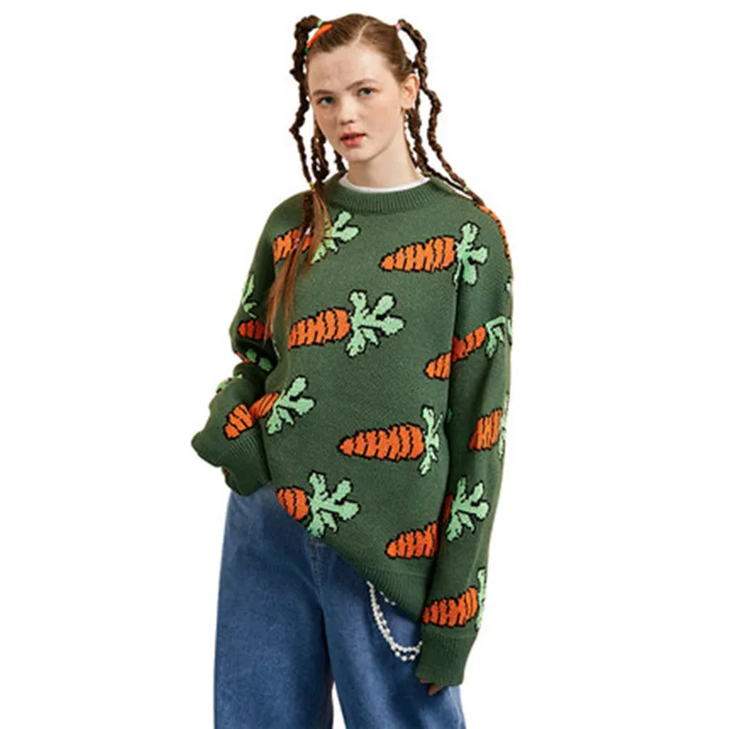 Lovely Round Neck Long Sleeve Outer Knitted Top New Autumn And Winter Trend Carrot Jacquard Loose Sweater Women's Pullover Sweat
Lovely Round Neck Long Sleeve Outer Knitted Top New Autumn And Winter Trend Carrot Jacquard Loose Sweater Women's Pullover Sweat