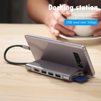 Multi-function Laptop Docking Stations 7 in 1 High Speed Type-C Hub USB-C to 4K HDMI USB3.0 TF Card Slot PD Hub Phone Stand
Multi-function Laptop Docking Stations 7 in 1 High Speed Type-C Hub USB-C to 4K HDMI USB3.0 TF Card Slot PD Hub Phone Stand