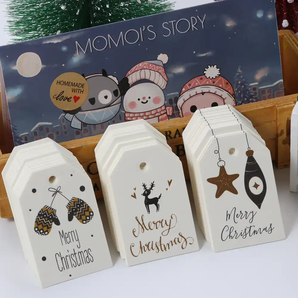kraft tags merry christmas labels gift wrapping paper hang tags