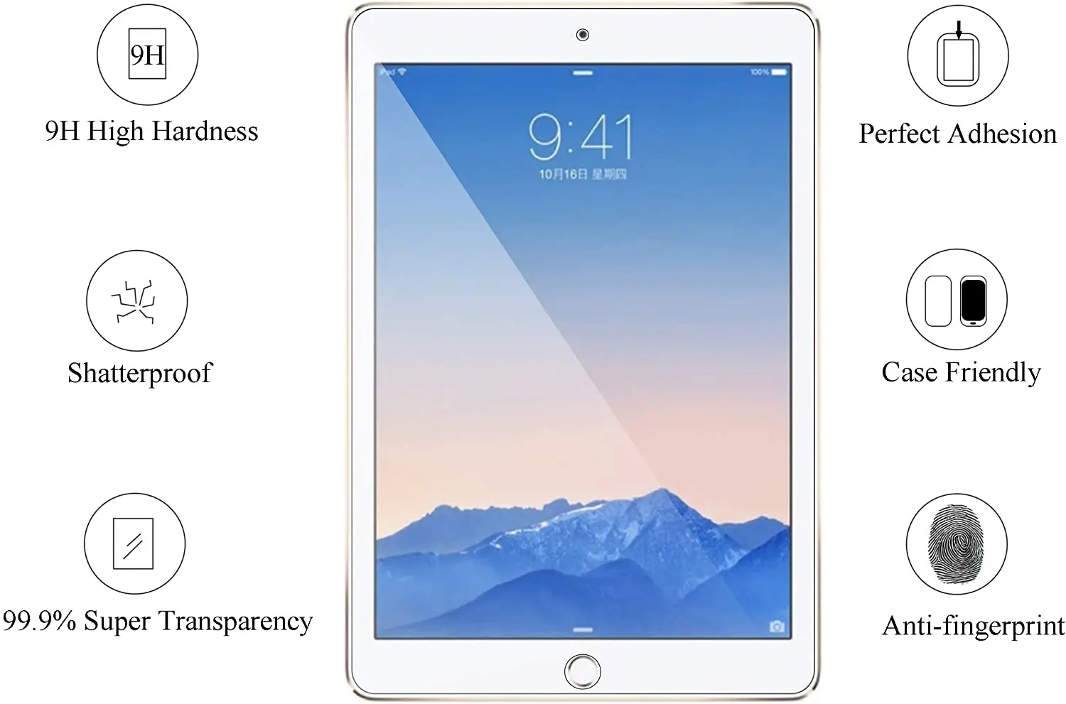 Tablet Tempered Glass Screen Protector Cover for Apple IPad 5th Gen 2017/ IPad 6th Gen 2018 9.7 Inch Anti-Scratch Tempered Film
Tablet Tempered Glass Screen Protector Cover for Apple IPad 5th Gen 2017/ IPad 6th Gen 2018 9.7 Inch Anti-Scratch Tempered Film