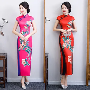 Print Flower Elegant Chinese Lady Qipao Handmade Button Cheongsam Summer Vintage Slim Evening Dress Plus Size 6XL Vestidos 
Print Flower Elegant Chinese Lady Qipao Handmade Button Cheongsam Summer Vintage Slim Evening Dress Plus Size 6XL Vestidos