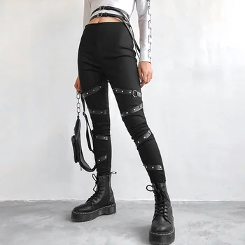 Punk Harajuku Pencil Pants Women Black Elastic High Waist Trousers Patchwork Leather Bandage Joggers Pants Capris
Punk Harajuku Pencil Pants Women Black Elastic High Waist Trousers Patchwork Leather Bandage Joggers Pants Capris