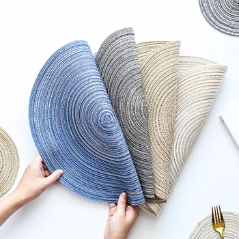 Hand-woven Cloth Table Mat 4 Colors Set De Table Circular Threaded Coasters Tea Pad Placemat Individuales Coffee Pad Non-slip
Hand-woven Cloth Table Mat 4 Colors Set De Table Circular Threaded Coasters Tea Pad Placemat Individuales Coffee Pad Non-slip