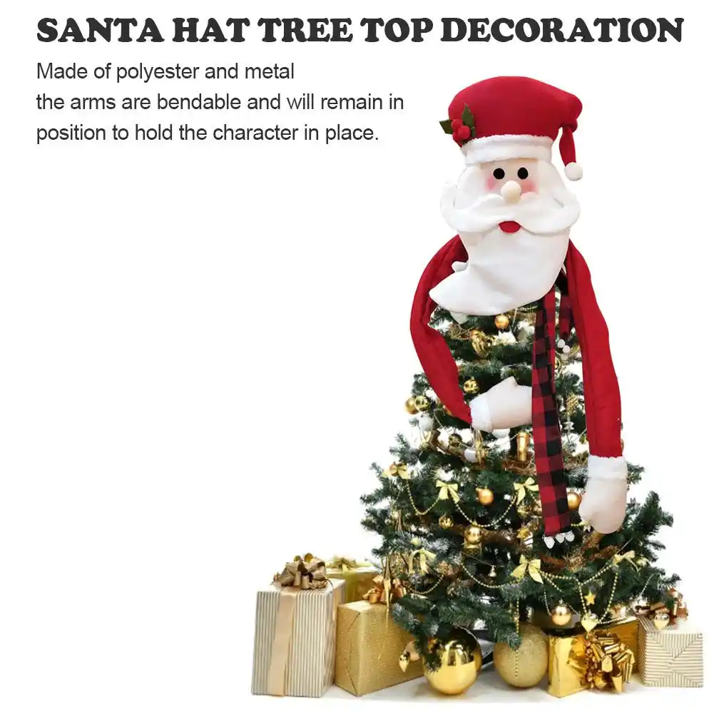 christmas santa hat tree top decorations snowman santa claus elk