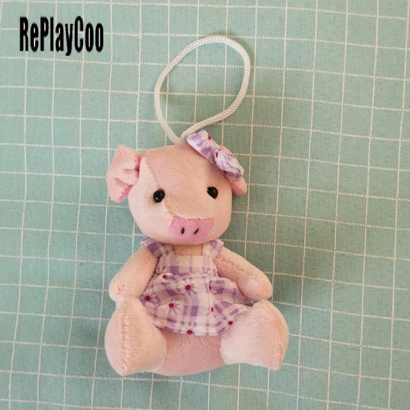 

12Pcs/Lot Kawaii Small Joint Pig pendant Stuffed Plush With Chain 10CM Toy Mini Pig Plush Toys Gifts Wedding Decoration DZZ001