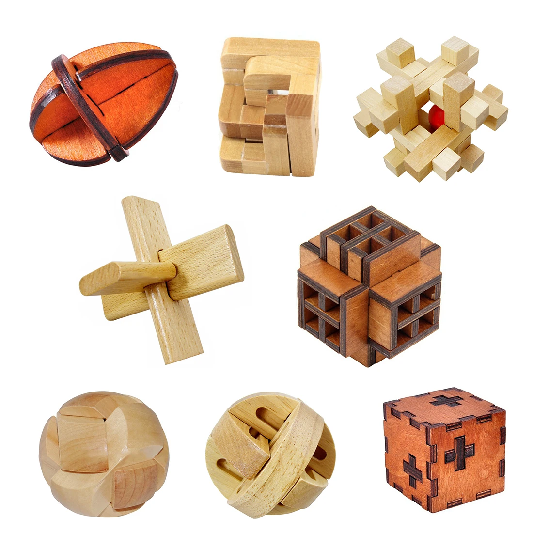 8Pcs/set Kongming Luban Lock Wooden Puzzle Brain Teasers Learning Educational Toy Gift for Adults and Kids - 2 Types
8Pcs/set Kongming Luban Lock Wooden Puzzle Brain Teasers Learning Educational Toy Gift for Adults and Kids - 2 Types