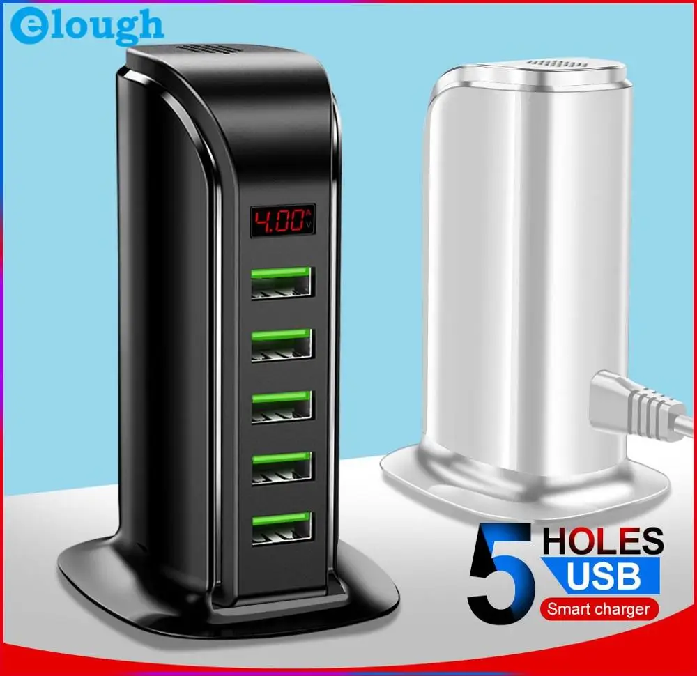 Elough 5 Port USB Charger HUB LED Display Multi USB Charging Station Dock Universal Mobile Phone Desktop Wall Home EU US UK Plug
Elough 5 Port USB Charger HUB LED Display Multi USB Charging Station Dock Universal Mobile Phone Desktop Wall Home EU US UK Plug
