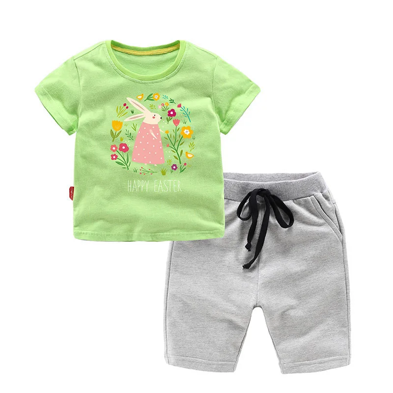 Childrenswear Network Children 2018 Children Childrenswear a Ready Korean-style CHILDREN'S Short-sleeved Clothes Set 1810