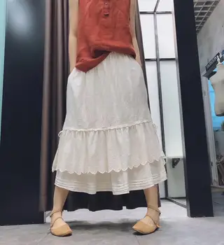 Moricome Intellectual style retro cutout embroidery loose skirt casual pastel skirt girl Mori skirt 
Moricome Intellectual style retro cutout embroidery loose skirt casual pastel skirt girl Mori skirt