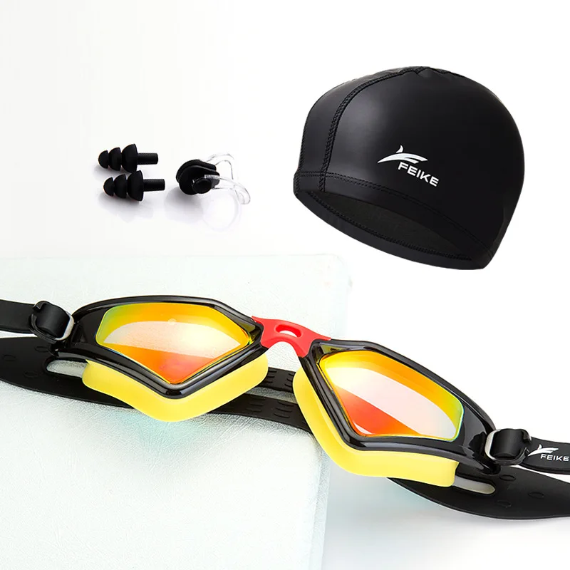 High-definition Waterproof Anti-fog Colorful Electroplated Swimming Glasses Big Box Goggles with Swimming Cap Earplug Nasal Spli
High-definition Waterproof Anti-fog Colorful Electroplated Swimming Glasses Big Box Goggles with Swimming Cap Earplug Nasal Spli