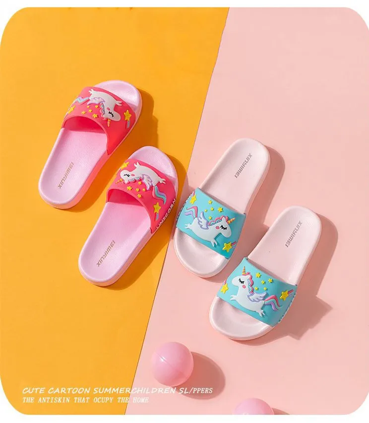 Rainbow Unicorn Summer Slippers For Girl Rainbow Unicorn Summer Slippers For Girl